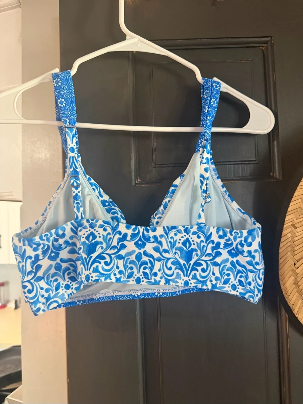 Blue & White Floral Bikini Top